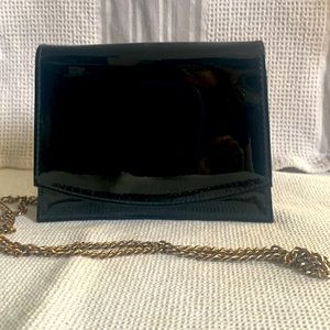 Antique patent leather (?) black crossbody purse